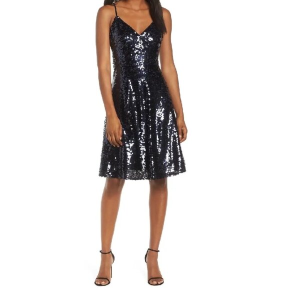 Vince Camuto Sequin Fit & Flare Party Dress - Picture 1 of 3